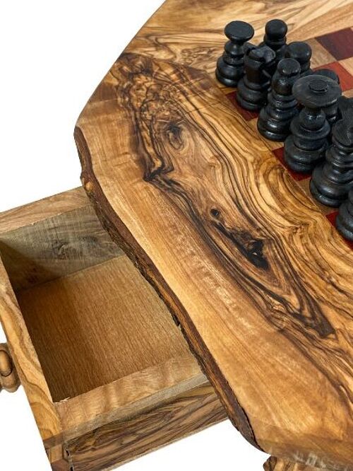 Jeu d'échecs moyen sur pieds en Bois d'Olivier 37-45 cm (aire de jeu 20 cm) - Noir