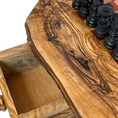 Jeu d'échecs moyen sur pieds en Bois d'Olivier 37-45 cm (aire de jeu 20 cm) - Noir