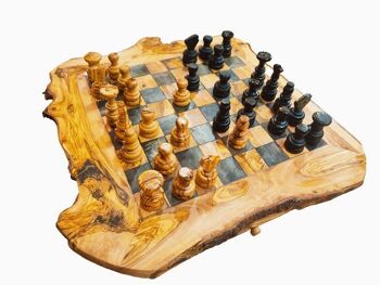 Jeux d'échecs plateaux en bois d'olivier avec pièces ( Moyen) - Noir 1