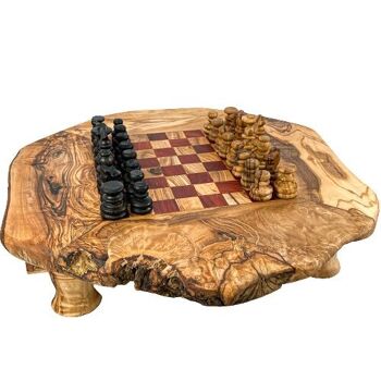 petit jeux d'échecs sur pieds avec tiroirs en bois d'Olivier 28-35 cm (aire de jeux 15/15 cm) - Noir 2