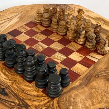 petit jeux d'échecs sur pieds avec tiroirs en bois d'Olivier 28-35 cm (aire de jeux 15/15 cm) - Noir 3