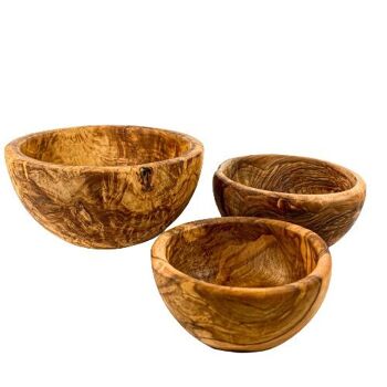 3 Bols ronds en bois d'Olivier - 18 cm 2