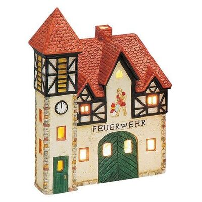 Lantern house fire department made of porcelain, W16 x D10 x H22 cm
