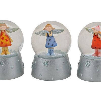 Snow globe angel in colored glass / poly