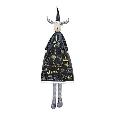 Advent calendar moose made of textile black (W / H / D) 44x140x13cm