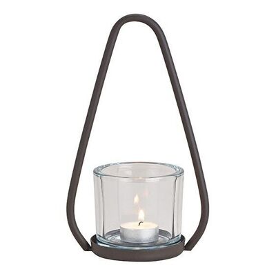Hanging tea light holder Lucan made of metal / glass black (W / H / D) 11x25x7cm