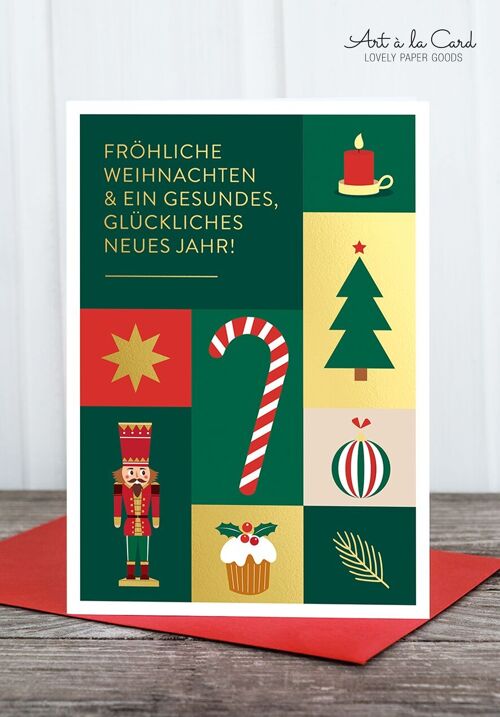 Klappkarte: Weihnachtscollage, HF Metallic