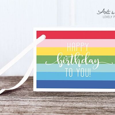 Gift tag: rainbow birthday