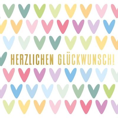 Geschenkanhänger: Herzen, bunt Metallic