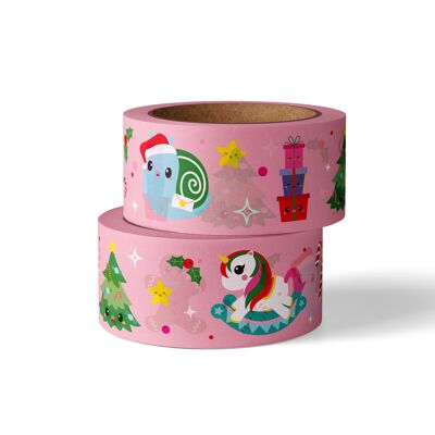 Washi tape Christmas wih unicorns and gingerbread
