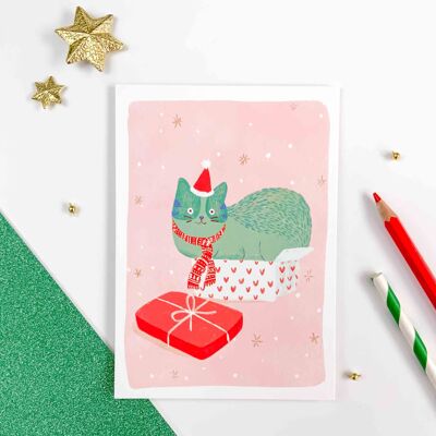 Weihnachtskarte - Box Cat