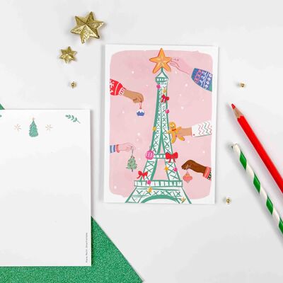 Tarjeta de Navidad - Árbol de Navidad de la Torre Eiffel