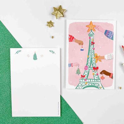Tarjeta de Navidad - Árbol de Navidad de la Torre Eiffel