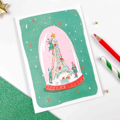 Weihnachtskarte - Eiffelturm-Elfen