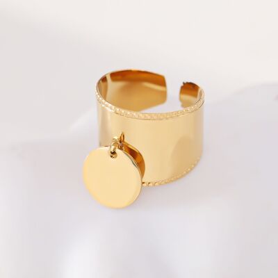 Thick golden ring with pendant