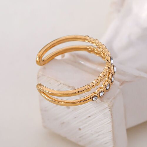 Bague double ligne avec strass