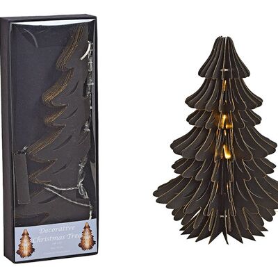 Baum Honeycomb mit Gold Glitter mit Beleuchtung aus Papier/Pappe Schwarz (B/H/T) 30x40x40cm