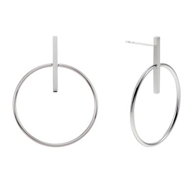 Silver circle earrings with bar