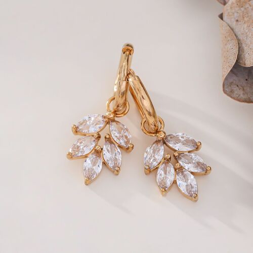 Boucles d'oreilles mini créoles avec fleur et strass