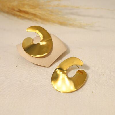 Gold half circle earrings