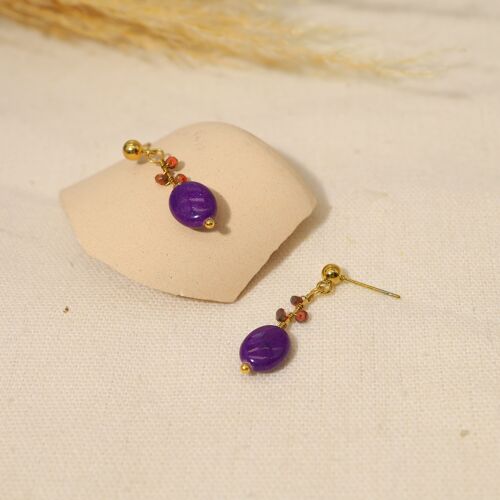 Boucles d'oreilles avec pierre violet