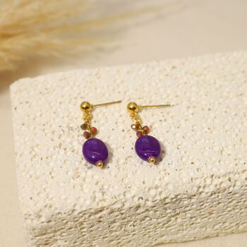 Boucles d'oreilles avec pierre violet 2