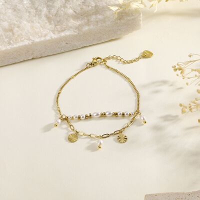 Bracelet multi chaînes avec perles
