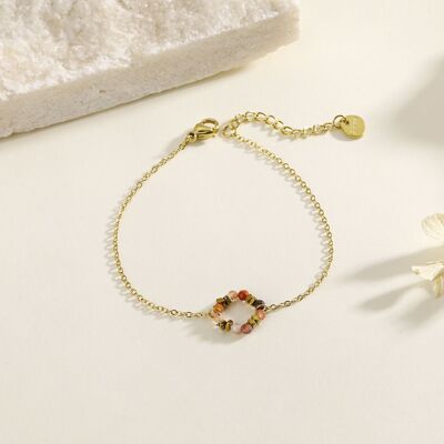 Bracelet chaîne avec cercle en perles marrons