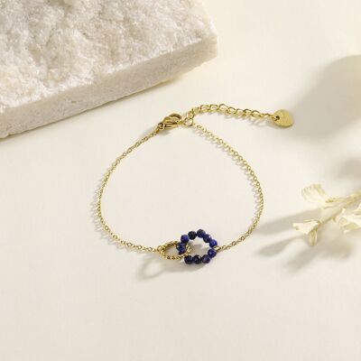 Golden chain bracelet with double intertwined circle