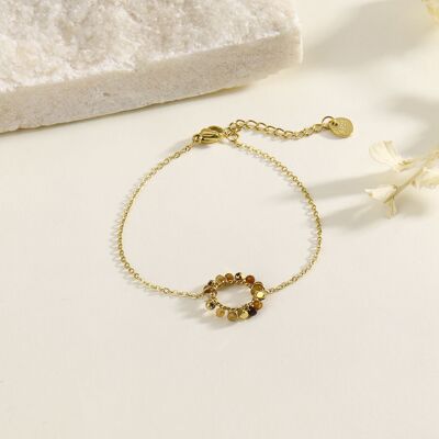 Bracelet chaîne cercle avec perles marrons