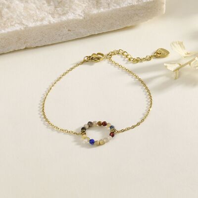 Circle chain bracelet with multi-colored beads