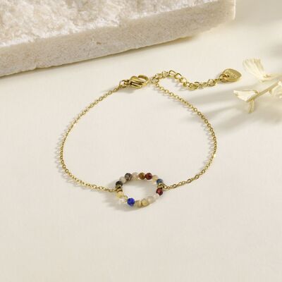 Bracelet chaîne cercle avec perles multicolores