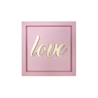 LOVE_cursive - cartolina illustrata con scritta in legno, magnete, amore, matrimonio