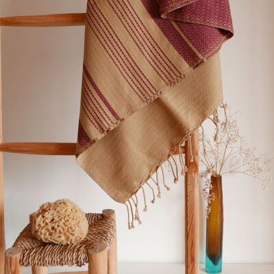 FOUTA EN COTON BIOLOGIQUE - Collection SAND - Couleur PRUNE