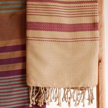 FOUTA EN COTON BIOLOGIQUE - Collection SAND - Couleur PRUNE 3