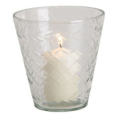 Lantern with diamond pattern made of transparent glass (W / H / D) 13x13x13cm