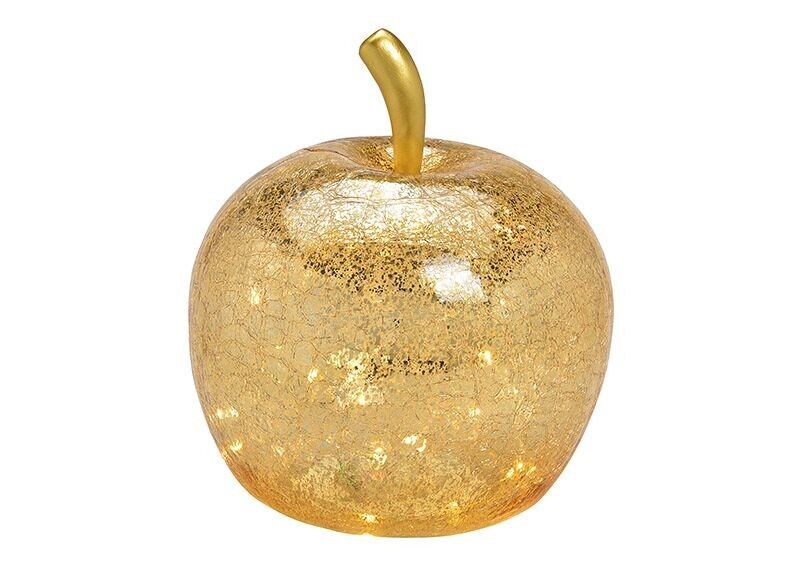 Apple with 40 LED, with timer, made of gold glass (W / H / D) 27x30x27cm