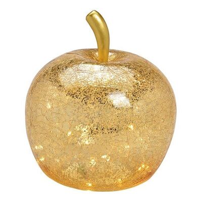 Apfel mit 40er LED, mit Timer, aus Glas Gold (B/H/T) 27x30x27cm