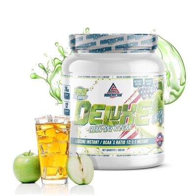 AS American Supplement | BCAA'S mit Glutamin Deluxe | 300g | Apfel | Mit verzweigten Aminosäuren | Helfen Sie dabei, Ihre Muskelmasse zu steigern | Angereichert mit L-Glutamin und BCAAs