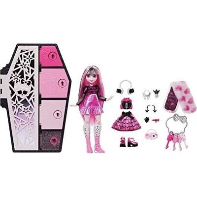 Mattel - ref: HNF73 - Monster High - Scatola degli armadietti segreti di Draculaura, aspetto iridescente,