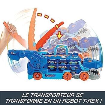 Mattel - réf : HNG50 - Hot Wheels - Mega Transporteur T-Rex - 2 Petites Voitures - 3 ans et + 4