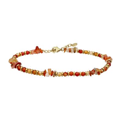 Gold anklet and red onyx stone