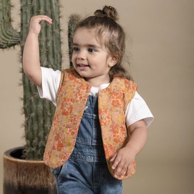 Liberty patchwork salmon baby vest