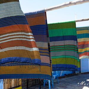 FOUTA EN COTON BIOLOGIQUE -  EBENE - couleur AQUAMARINE