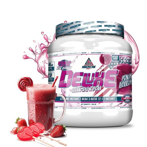 AS American Suplement | BCAA'S con Glutamina Deluxe | 550 g | Piruleta | Con Aminoácidos Ramificados | Ayuda a Aumentar tu Masa Muscular | Enriquecido con L-Glutamina y BCAA's