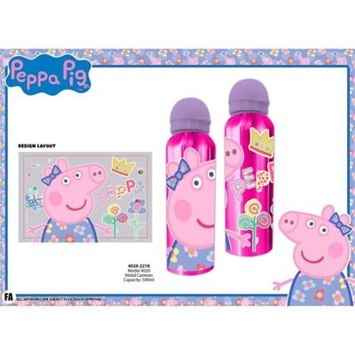 Metal Water Bottle Peppa Pig 500ML