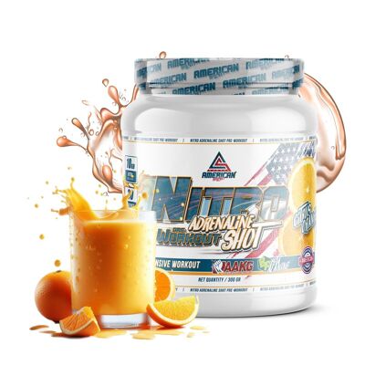 AS American Supplement | Nitro Adrenaline Shot Pre-Work Out | 300g | Orange | Extra Energy Contribution | Helps Improve Performance | Contains L-Arginine, Beta-Alanine and Coffee