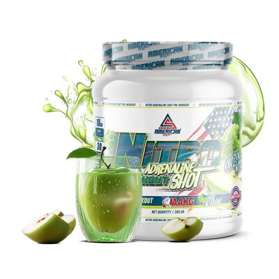 AS American Supplement | Nitro Adrenaline Shot Pre-Work Out | 300g | Apfel | Extra-Energiebeitrag | Hilft, die Leistung zu verbessern | Enthält L-Arginin, Beta-Alanin und Kaffee