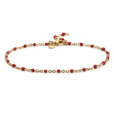 Gold chain anklet and small red onyx stone
