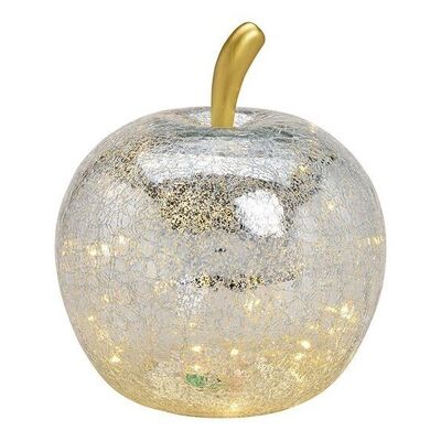 Apfel mit 40er LED, mit Timer, aus Glas Silber (B/H/T) 27x30x27cm
